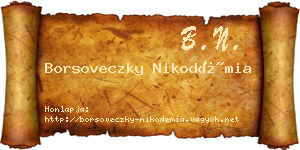 Borsoveczky Nikodémia névjegykártya
